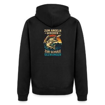 Né pour pêcher, forcé de s’entraîner, pêcheur - Veste à capuche bio Premium Unisexe - noir - Dos - Nico (187cm)