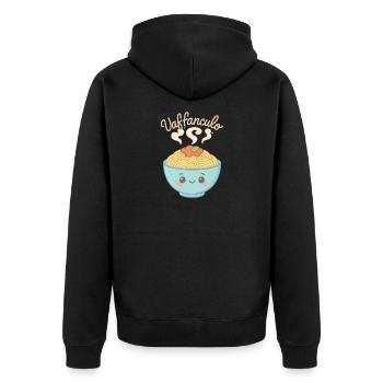 Vaffanculo T-Shirt Lustig Spruch Italien Spaß Fun - Unisex Premium Bio Zip Hoodie - Schwarz - Hinten - Nico (187cm)