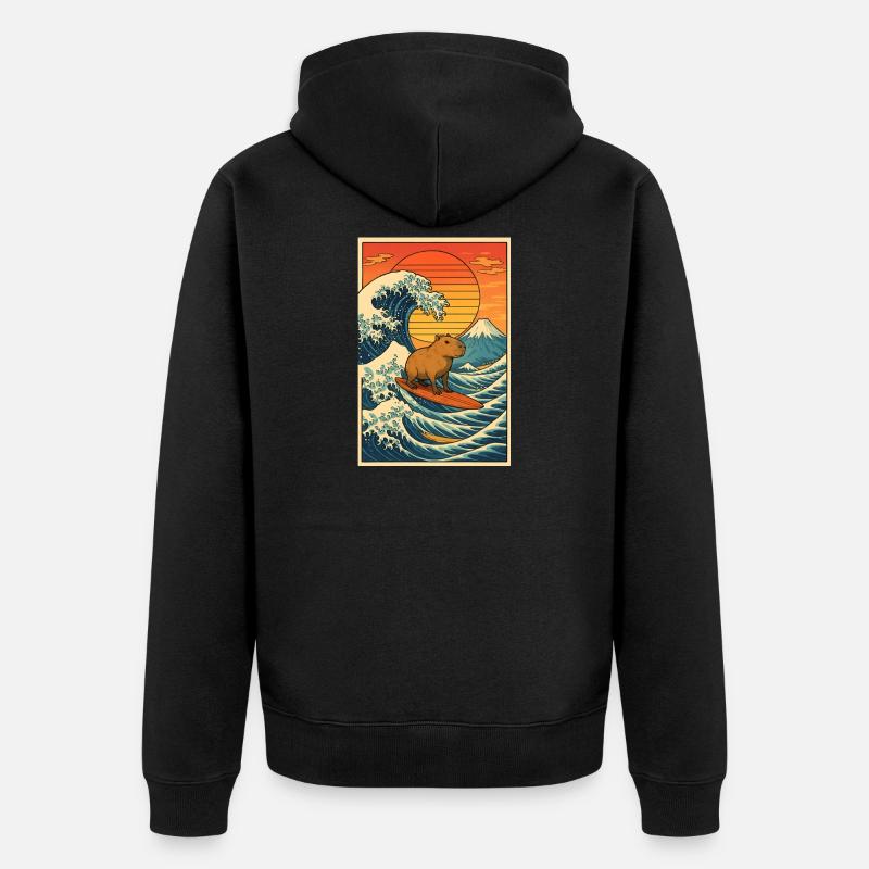 Capybara Surf - Veste à capuche bio Premium Unisexe - noir