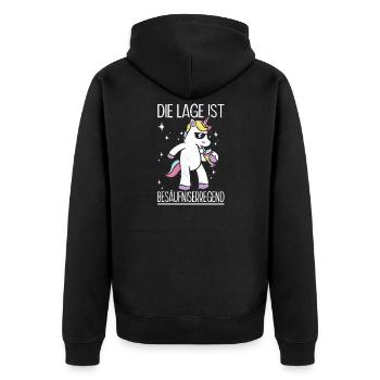 Funny Sayings Fun Outfits Irony Sarcasm - Unisex Premium Organic Zip Hoodie - black - Back - Nico (187cm)