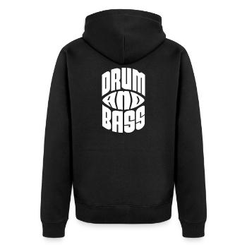 T-shirt de typographie vintage drum and bass - Veste à capuche bio Premium Unisexe - noir - Dos - Nico (187cm)
