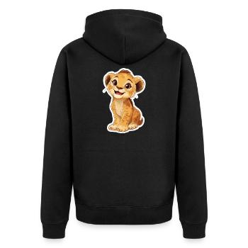 Lion - Unisex Premium Organic Zip Hoodie - black - Back - Nico (187cm)