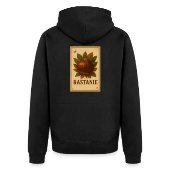 Vintage Kastanie - Unisex Premium Bio Zip Hoodie - Schwarz - Hinten - Nico (187cm)