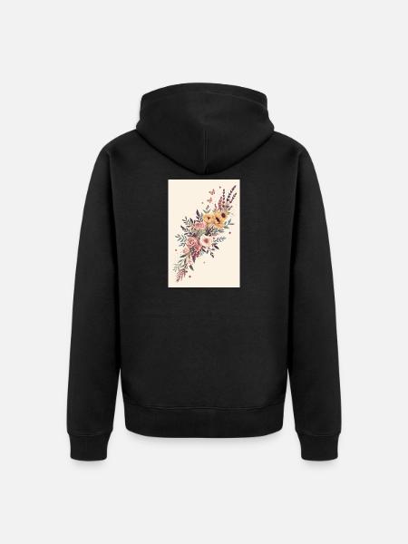 Blumenbouquet mit Schmetterlingen - Unisex Premium Bio Zip Hoodie - Schwarz