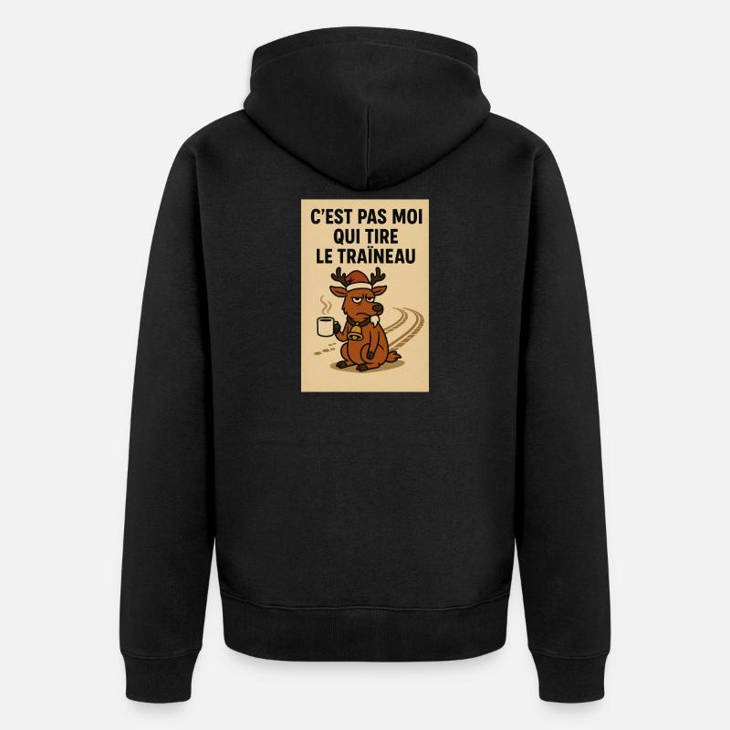 Renard blasé au café de Noël - Veste à capuche bio Premium Unisexe - noir
