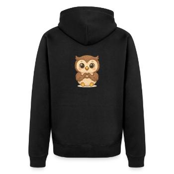 Niedliche Eulenherz - Unisex Premium Bio Zip Hoodie - Schwarz - Hinten - Nico (187cm)