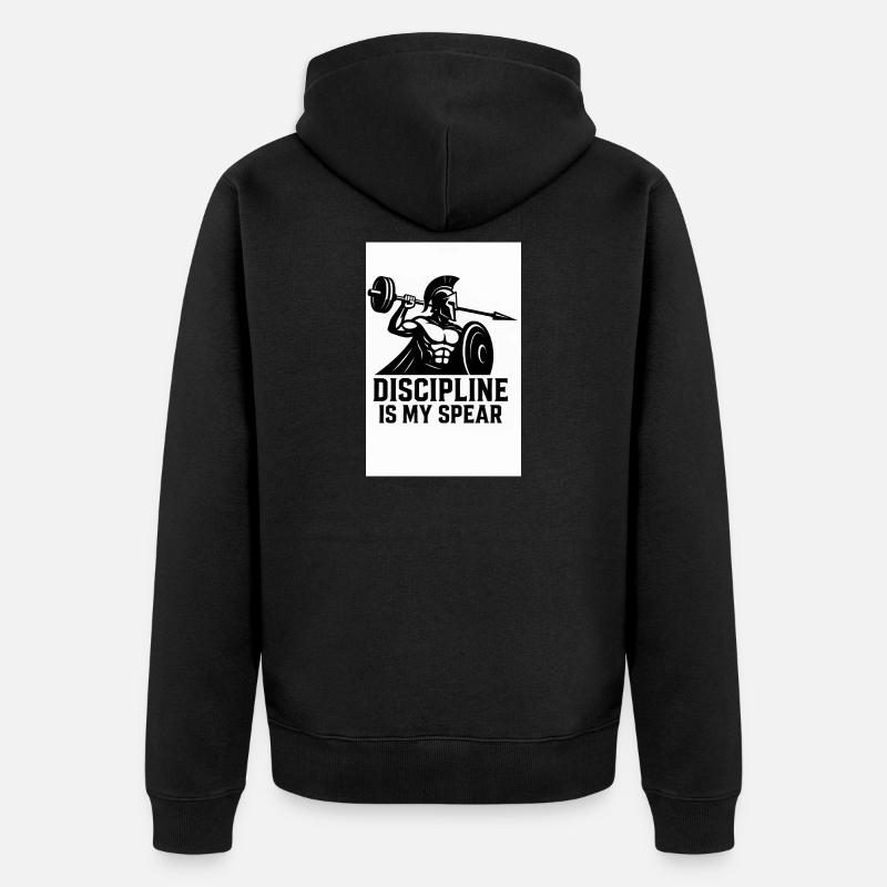 Discipline spartiate – Lance d’haltères - Veste à capuche bio Premium Unisexe - noir
