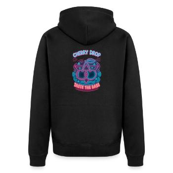 Cherry Drop – Taste the Bass Neon Design - Unisex Premium Organic Zip Hoodie - black - Back - Nico (187cm)