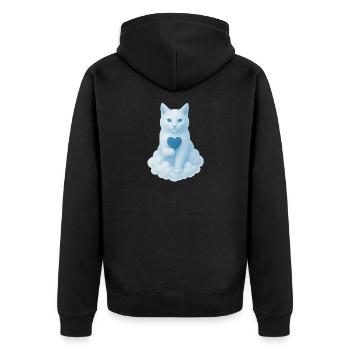 Chat coeur en bleu nuage - Veste à capuche bio Premium Unisexe - noir - Dos - Nico (187cm)