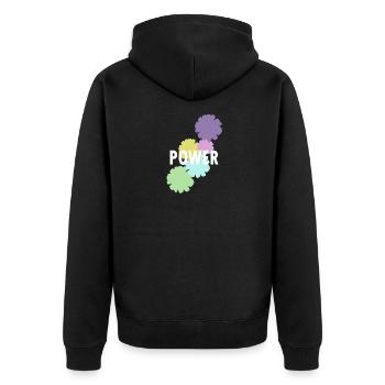 Mama Flower Power - Unisex Premium Bio Zip Hoodie - Schwarz - Hinten - Nico (187cm)