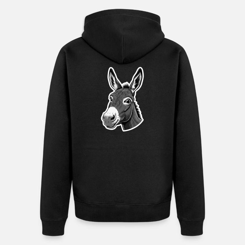 Âne curieux – Charmant et drôle - Veste à capuche bio Premium Unisexe - noir