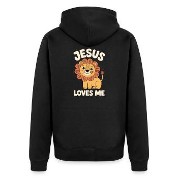 Jésus chrétien m’aime lion mignon - Veste à capuche bio Premium Unisexe - noir - Dos - Nico (187cm)