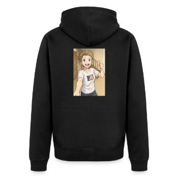 Hero Manga Smile - Unisex Premium Organic Zip Hoodie - black - Back - Nico (187cm)