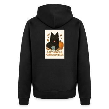 Pattes douillettes et rêves de citrouille - Veste à capuche bio Premium Unisexe - noir - Dos - Nico (187cm)