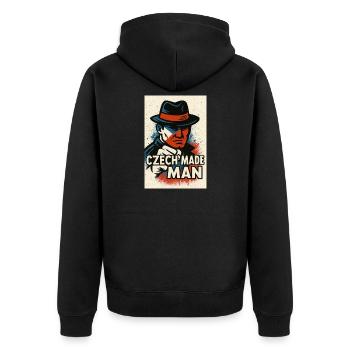 Tschechischer Mann - Unisex Premium Bio Zip Hoodie - Schwarz - Hinten - Nico (187cm)
