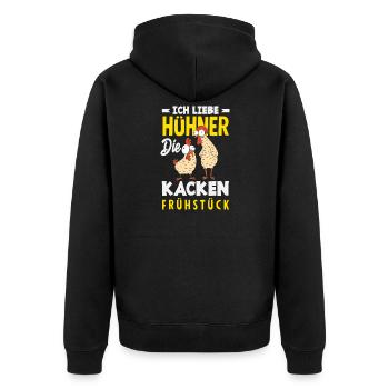 I love chickens – they poop breakfast - Unisex Premium Organic Zip Hoodie - black - Back - Nico (187cm)