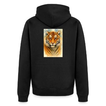 Portrait de tigre à l’aquarelle - Veste à capuche bio Premium Unisexe - noir - Dos - Nico (187cm)