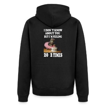 40 . Geburtstag witziges Katzendesign - Unisex Premium Bio Zip Hoodie - Schwarz - Hinten - Nico (187cm)