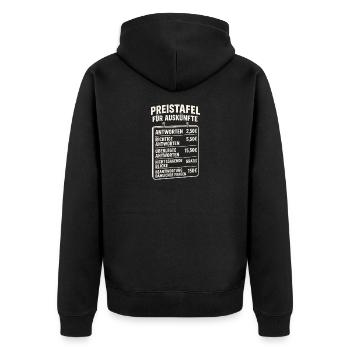 Price list for information - Unisex Premium Organic Zip Hoodie - black - Back - Nico (187cm)