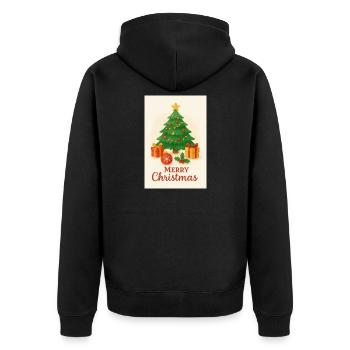 Weihnachtsbaum mit Geschenken - Unisex Premium Bio Zip Hoodie - Schwarz - Hinten - Nico (187cm)