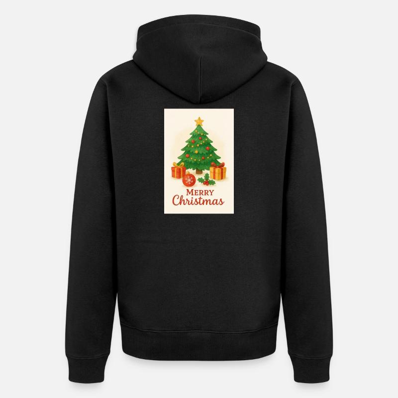 Weihnachtsbaum mit Geschenken - Unisex Premium Bio Zip Hoodie - Schwarz
