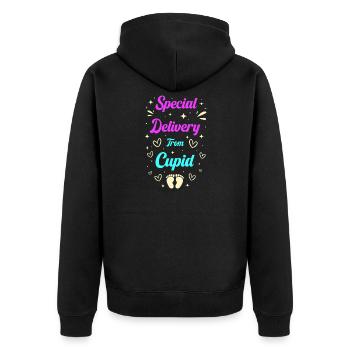 Révélation du sexe des futurs parents pour la Saint-Valentin - Veste à capuche bio Premium Unisexe - noir - Dos - Nico (187cm)