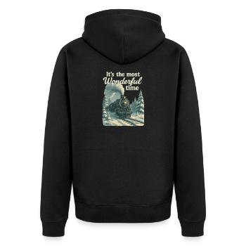 Christmas Polar Express - Unisex Premium Organic Zip Hoodie - black - Back - Nico (187cm)