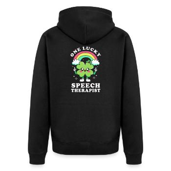 Speech therapist Speech therapist - Unisex Premium Organic Zip Hoodie - black - Back - Nico (187cm)