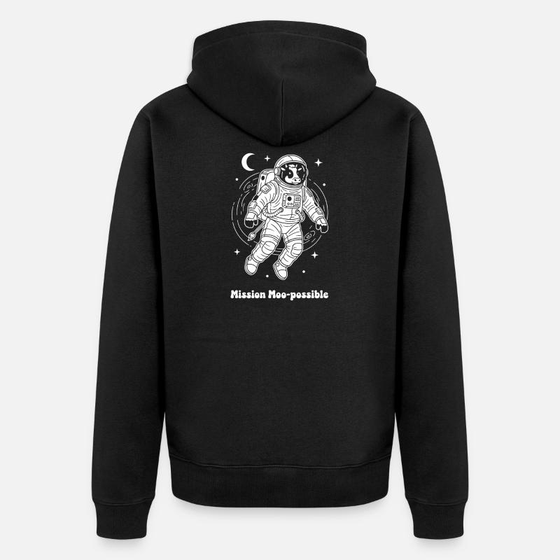 Vache Astronaute Mission Moo-possible - Veste à capuche bio Premium Unisexe - noir