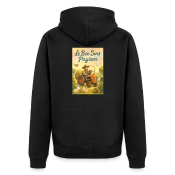Peasant common sense - Unisex Premium Organic Zip Hoodie - black - Back - Nico (187cm)