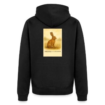 Flüstern des Wiesenhasen - Unisex Premium Bio Zip Hoodie - Schwarz - Hinten - Nico (187cm)