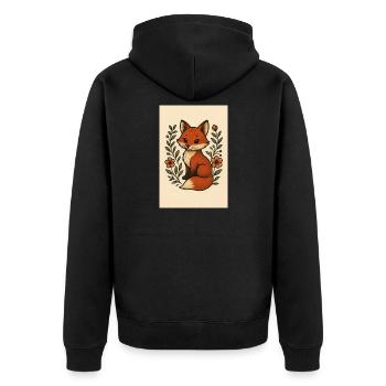 Großer Fuchs - Unisex Premium Bio Zip Hoodie - Schwarz - Hinten - Nico (187cm)
