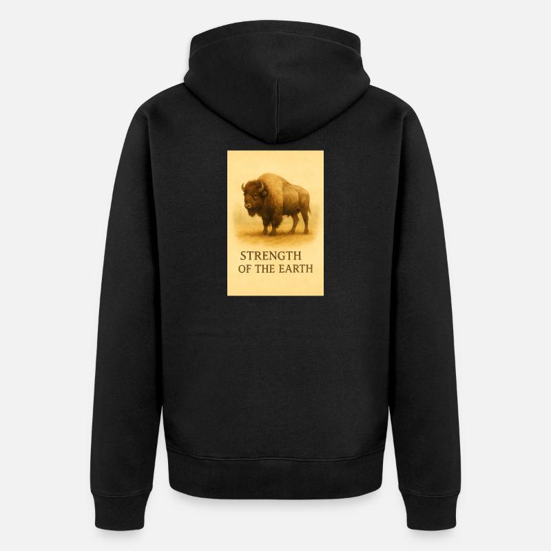 Die Stärke des Erdbisons - Unisex Premium Bio Zip Hoodie - Schwarz