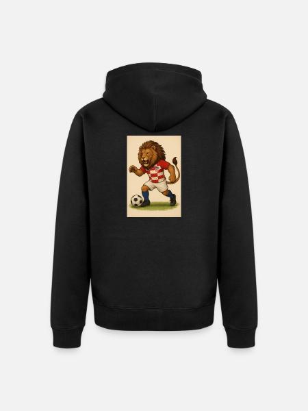 Lion in Croatia Football Jersey - Unisex Premium Organic Zip Hoodie - black