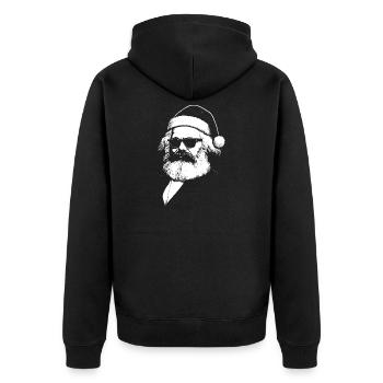 Karl Marx als Weihnachtsmann - Unisex Premium Bio Zip Hoodie - Schwarz - Hinten - Nico (187cm)