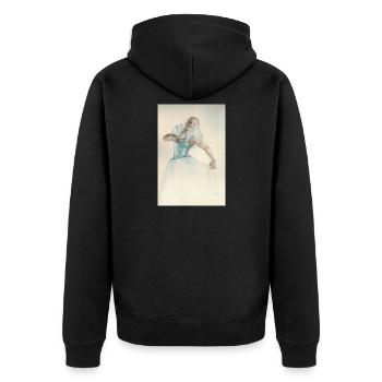 Zarte Ballerina Blau - Unisex Premium Bio Zip Hoodie - Schwarz - Hinten - Nico (187cm)