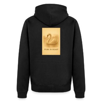 Schwanensilhouette pur im Herzen - Unisex Premium Bio Zip Hoodie - Schwarz - Hinten - Nico (187cm)