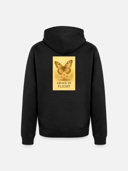 Grace in Flight Butterfly Bloom - Unisex Premium Organic Zip Hoodie - black