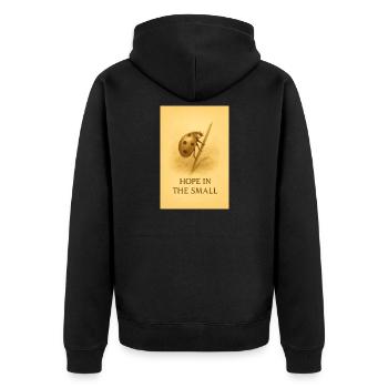 Hope in the Small - Unisex Premium Organic Zip Hoodie - black - Back - Nico (187cm)