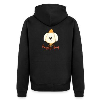 Happy Day Adorable Dog - Unisex Premium Organic Zip Hoodie - black - Back - Nico (187cm)