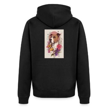Chien floral en fleurs - Veste à capuche bio Premium Unisexe - noir - Dos - Nico (187cm)