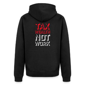 Impôt, richesse et non travail, politique progressiste, économie - Veste à capuche bio Premium Unisexe - noir - Dos - Nico (187cm)