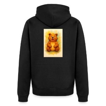 Joy Bear in Watercolor - Unisex Premium Organic Zip Hoodie - black - Back - Nico (187cm)