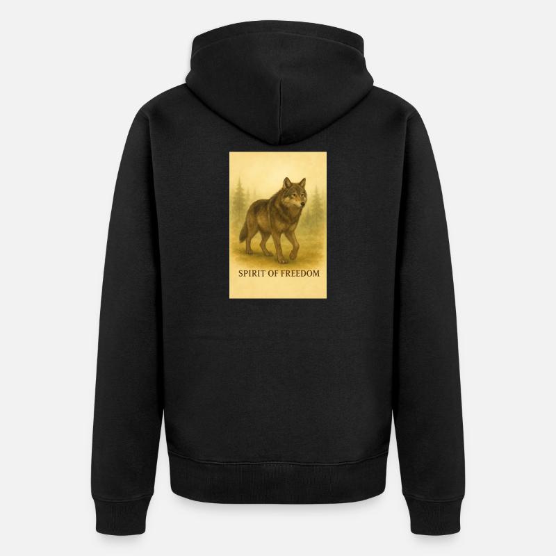 Geist des Freiheitswolfs - Unisex Premium Bio Zip Hoodie - Schwarz