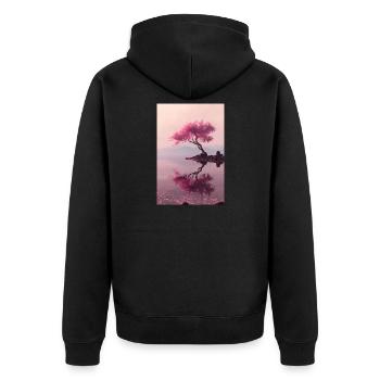 Blush Blossom Shore Reflections - Unisex Premium Organic Zip Hoodie - black - Back - Nico (187cm)
