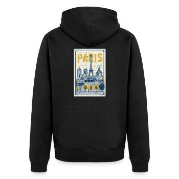 Paris Skyline Vintage-Poster - Unisex Premium Bio Zip Hoodie - Schwarz - Hinten - Nico (187cm)