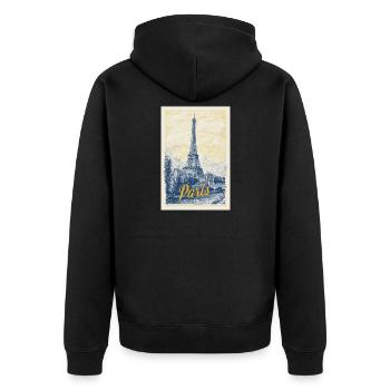 Pariser Eiffel-Bauplan - Unisex Premium Bio Zip Hoodie - Schwarz - Hinten - Nico (187cm)