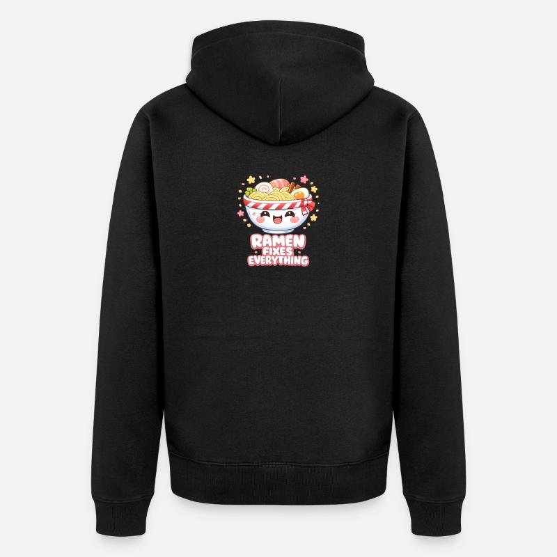 Ramen fixes everything - Unisex Premium Bio Zip Hoodie - Schwarz