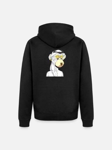 Ape mit Goldbrille - Unisex Premium Bio Zip Hoodie - Schwarz