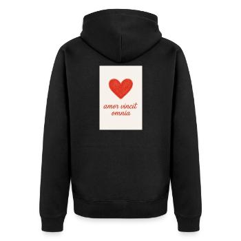 L’amour triomphe : Amor Vincit Omnia - Veste à capuche bio Premium Unisexe - noir - Dos - Nico (187cm)